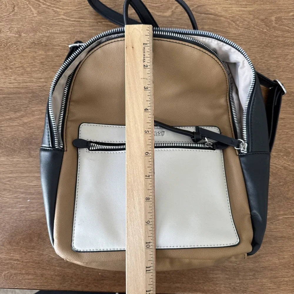 Nine West Color block Mini Backpack Beige, Black, & Cream